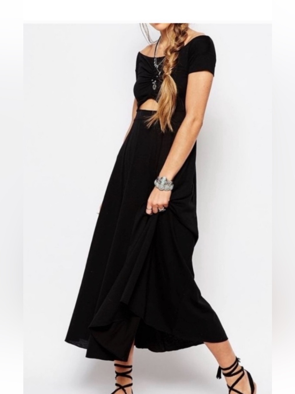 Free people dance with me black midi medium
